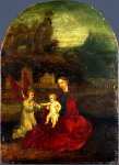 German - The Virgin and Child with an Angel in a Landscape